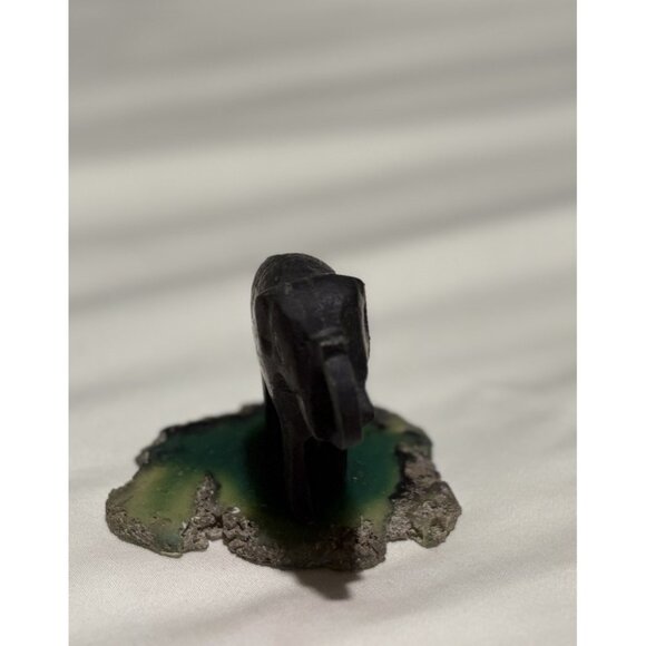 Hand Carved Stone Elephant Figurine Black Soapstone Animal Sculpture Decor - Picture 2 of 8